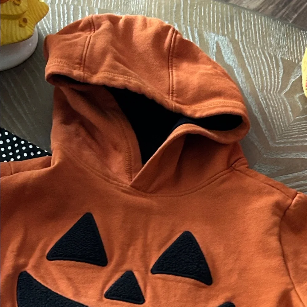 Gymboree Kids Black & Orange Jack-o’-lantern Pumpkin Hoodie Sweatshirt size 8